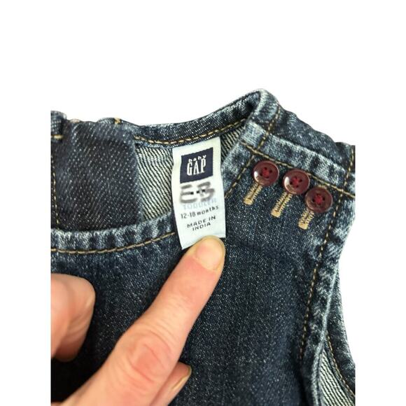 Vintage Y2K Baby Gap Paisley Patchwork Denim Dress Romper size 12-18 months - Picture 3 of 6